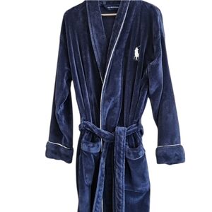 Polo Ralph Lauren Navy Plush Robe, One Size